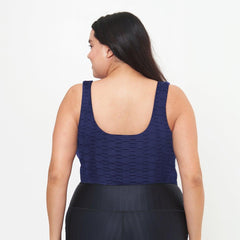 Fitted Tank w/ Built-In Bra - Navy Links Pattern - VirtuousWares:Global