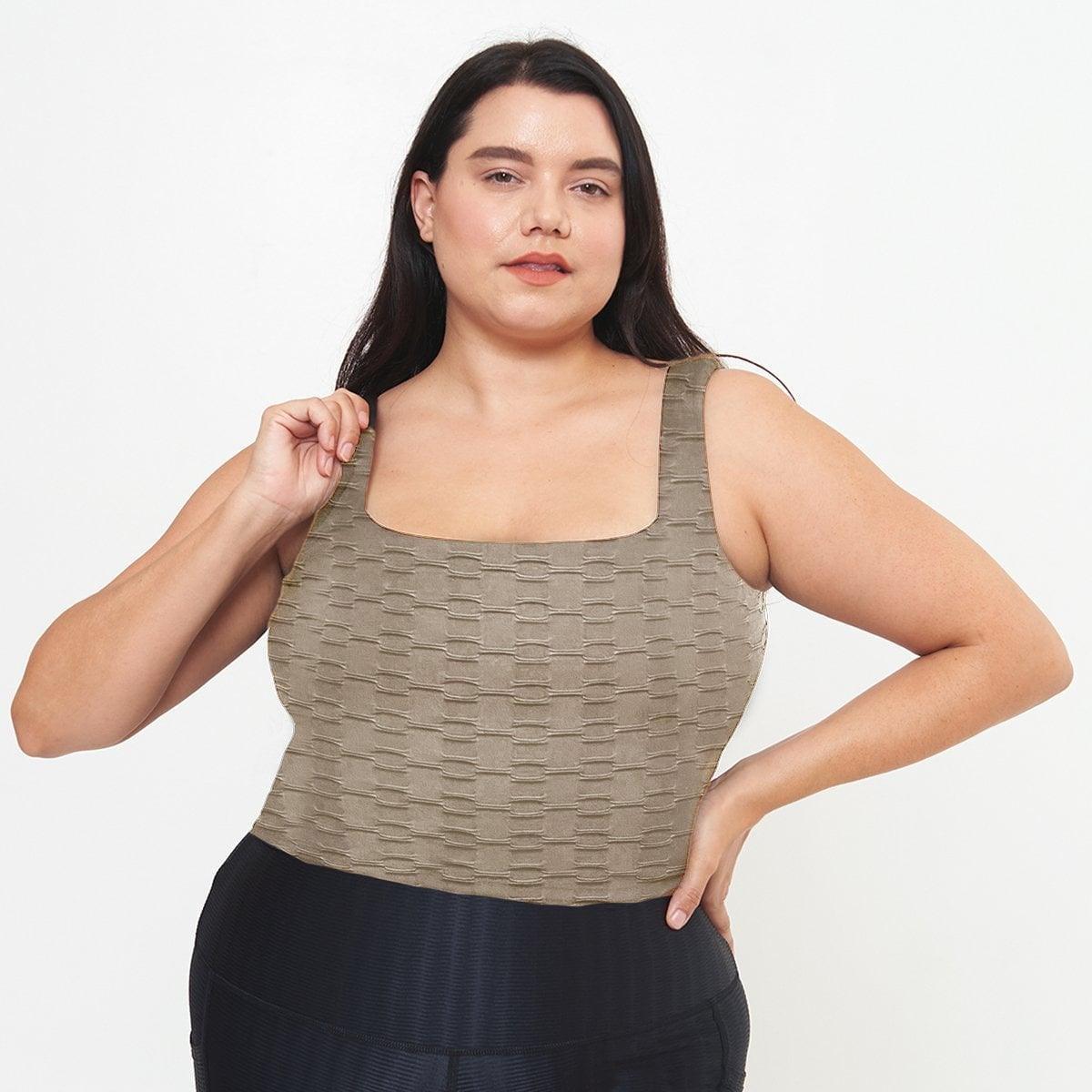 Fitted Tank w/ Built-In Bra - Simply Taupe Links Pattern - VirtuousWares:Global