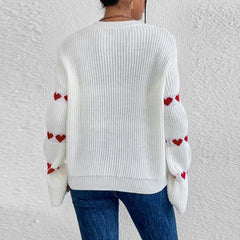 Flare Long Sleeve Sweater Knit Heart Loose Tops Pullover - VirtuousWares:Global