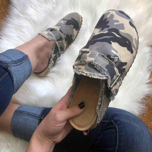 Flat Heel Round Toe Canvas Loafer Women's Vintage Clogs - VirtuousWares:Global