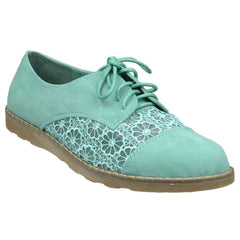 Flat shoes For Women Embroidered Flower Lace Up Oxford Flats Green - VirtuousWares:Global