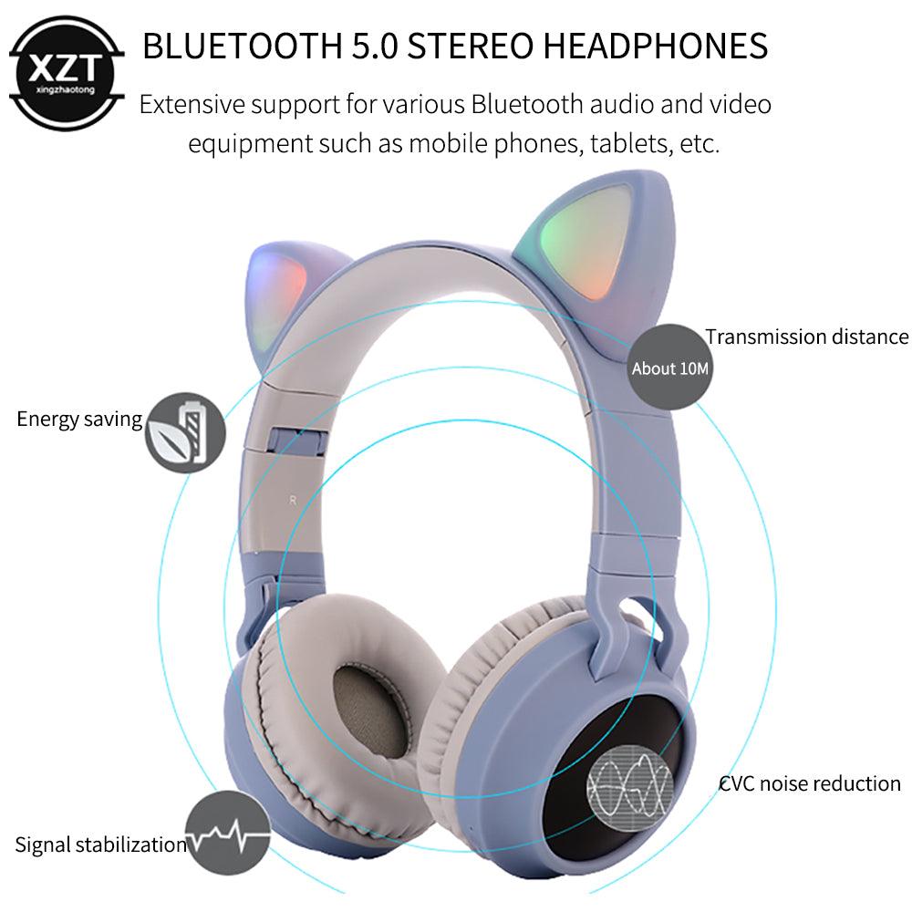 Foldable Super bass cat ear bluetooth wireless headphones - VirtuousWares:Global