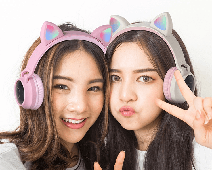 Foldable Super bass cat ear bluetooth wireless headphones - VirtuousWares:Global