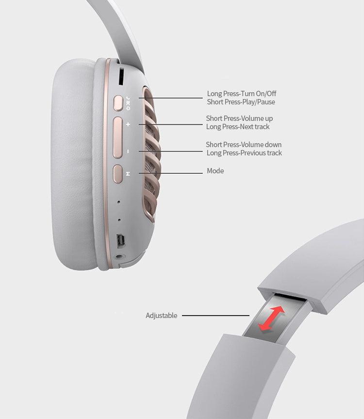 Foldable Wireless noise cancelling bluetooth headphone with mic - VirtuousWares:Global