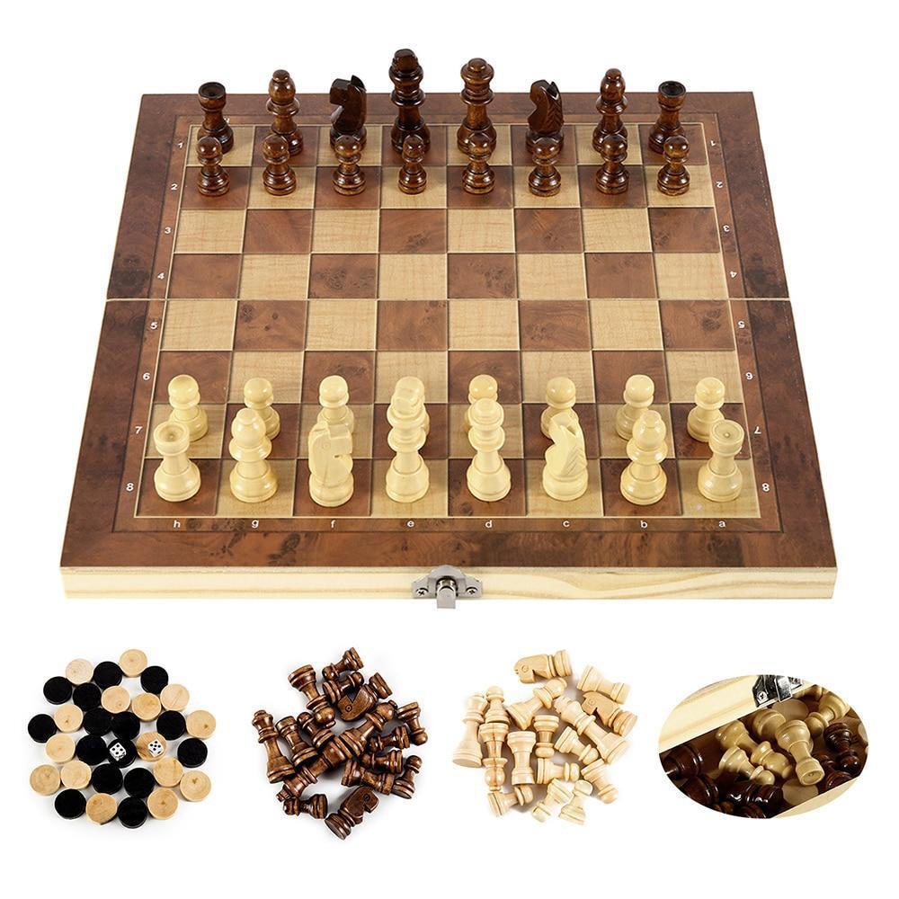 Foldable Wooden Chess Set Board Game - VirtuousWares:Global