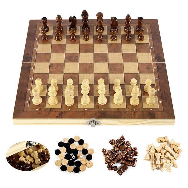 Foldable Wooden Chess Set Board Game - VirtuousWares:Global