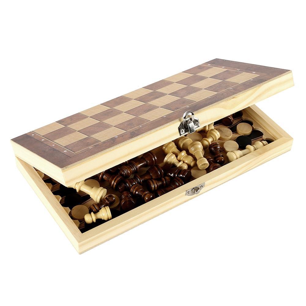 Foldable Wooden Chess Set Board Game - VirtuousWares:Global