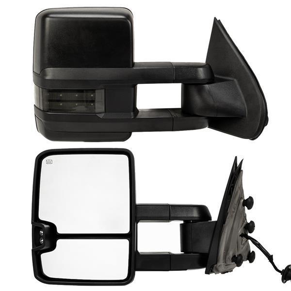 For 2014-2017 GMC Sierra 1500 Pair Smoked LED Tow Mirror Power Heated - VirtuousWares:Global