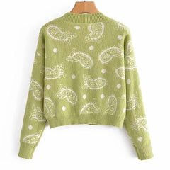 Foridol Paisley Print Knitted Sweater Cardigans Women Long Sleeve - VirtuousWares:Global