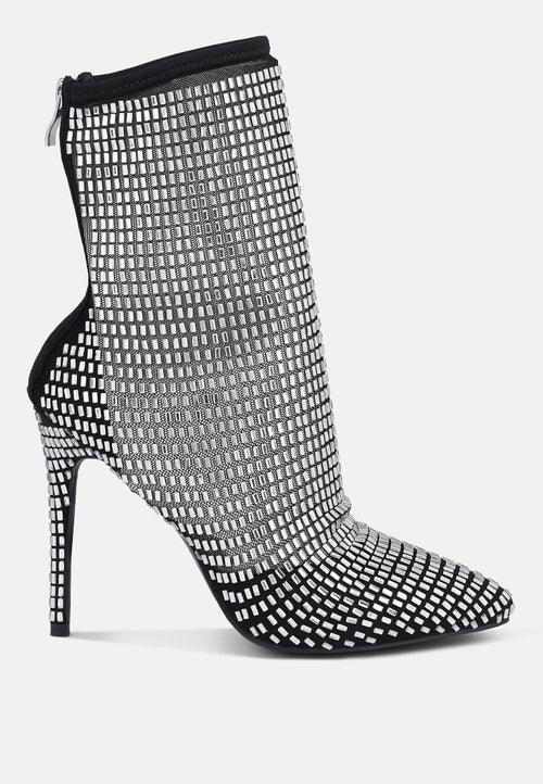 fortunate rhinestones embellished mesh boots - VirtuousWares:Global