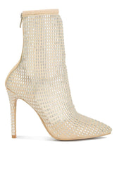 fortunate rhinestones embellished mesh boots - VirtuousWares:Global