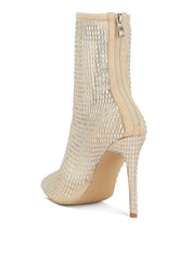 fortunate rhinestones embellished mesh boots - VirtuousWares:Global