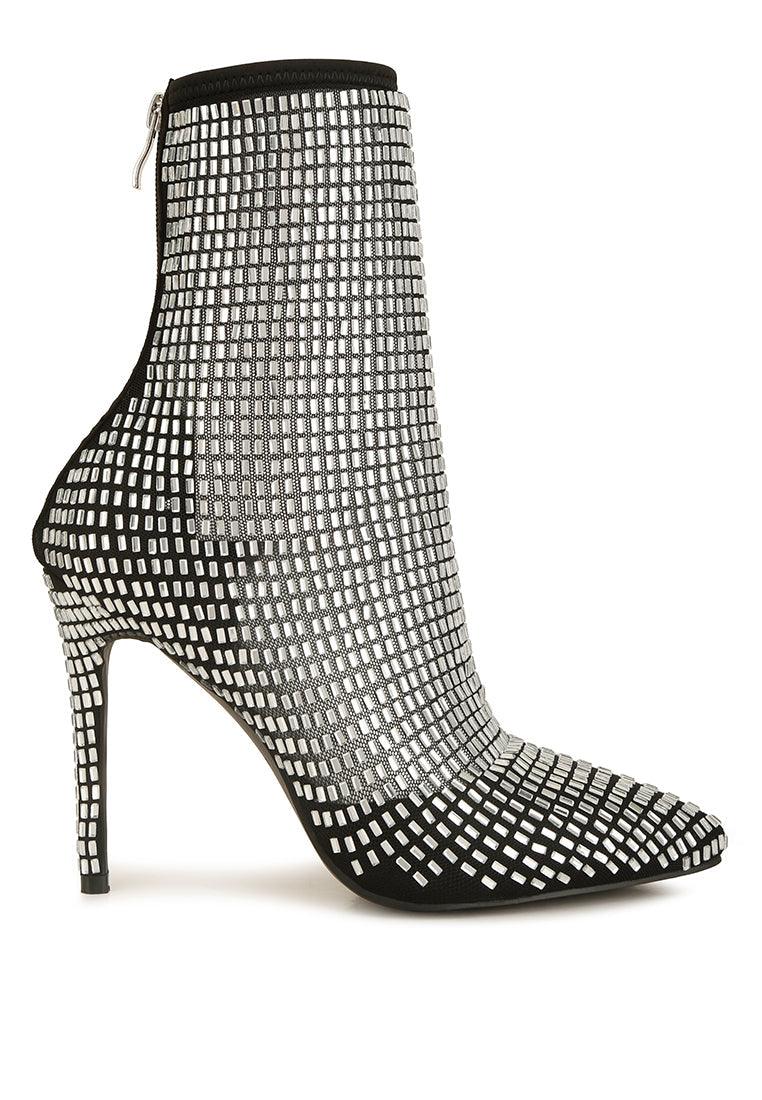 fortunate rhinestones embellished mesh boots - VirtuousWares:Global