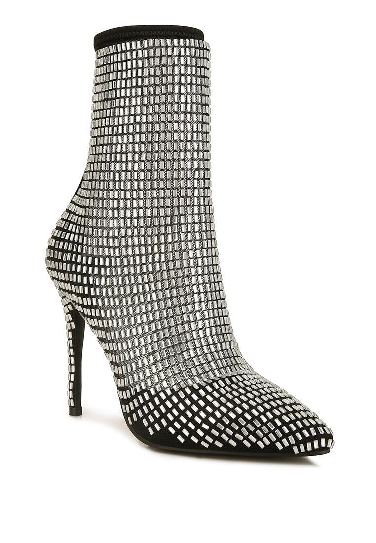 fortunate rhinestones embellished mesh boots - VirtuousWares:Global