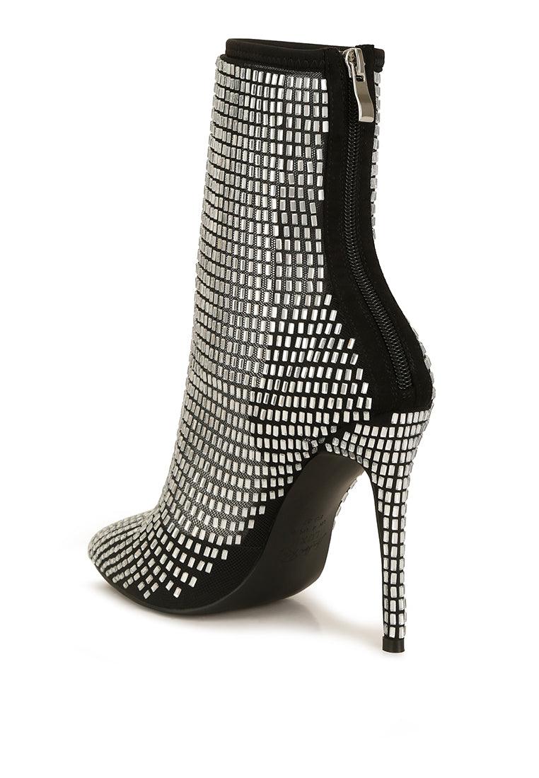 fortunate rhinestones embellished mesh boots - VirtuousWares:Global