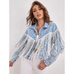 Fringed Jackets Long Sleeves Coat Loose Outerwear - VirtuousWares:Global