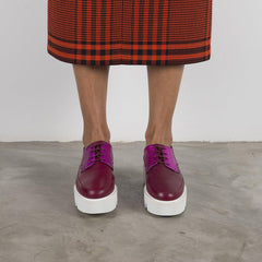 Fuchsia Leather Platform Creepers Shoes For women - VirtuousWares:Global