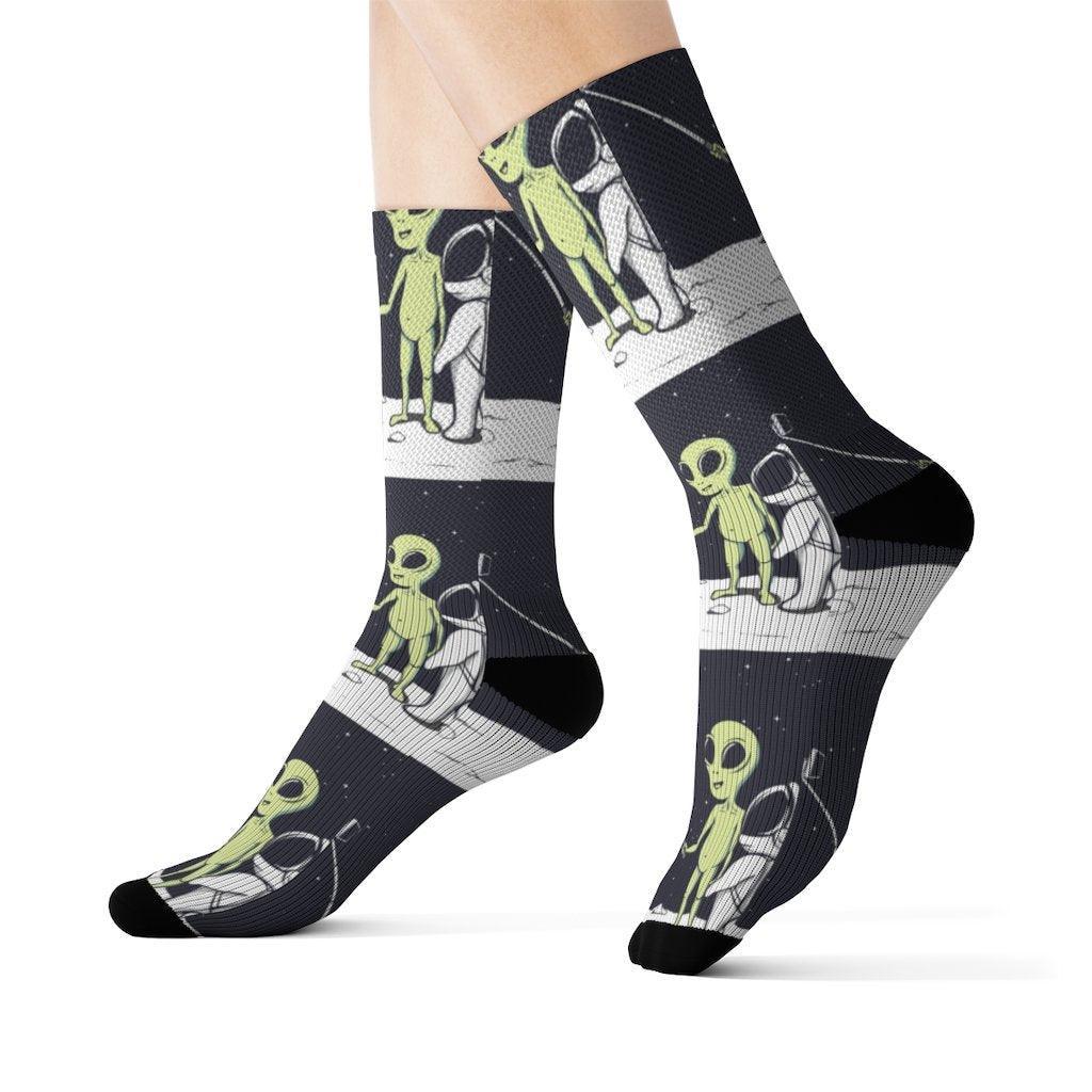 Funny Alien Selfie Socks - VirtuousWares:Global