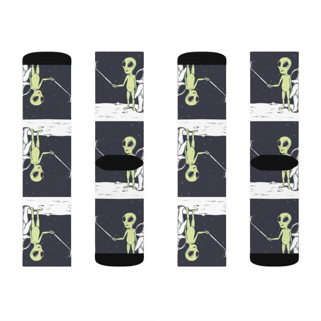 Funny Alien Selfie Socks - VirtuousWares:Global