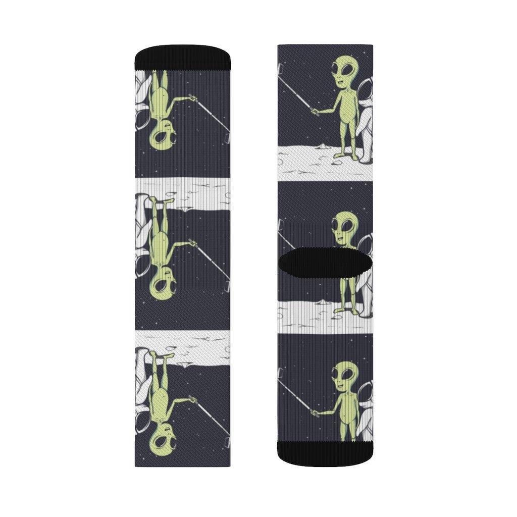 Funny Alien Selfie Socks - VirtuousWares:Global