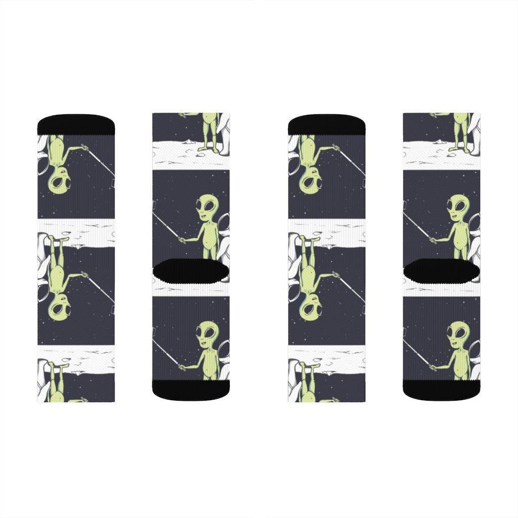 Funny Alien Selfie Socks - VirtuousWares:Global