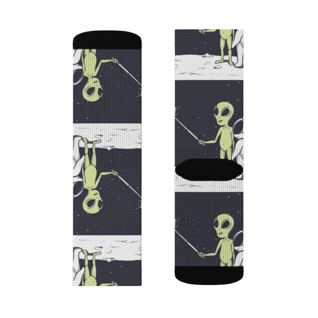 Funny Alien Selfie Socks - VirtuousWares:Global