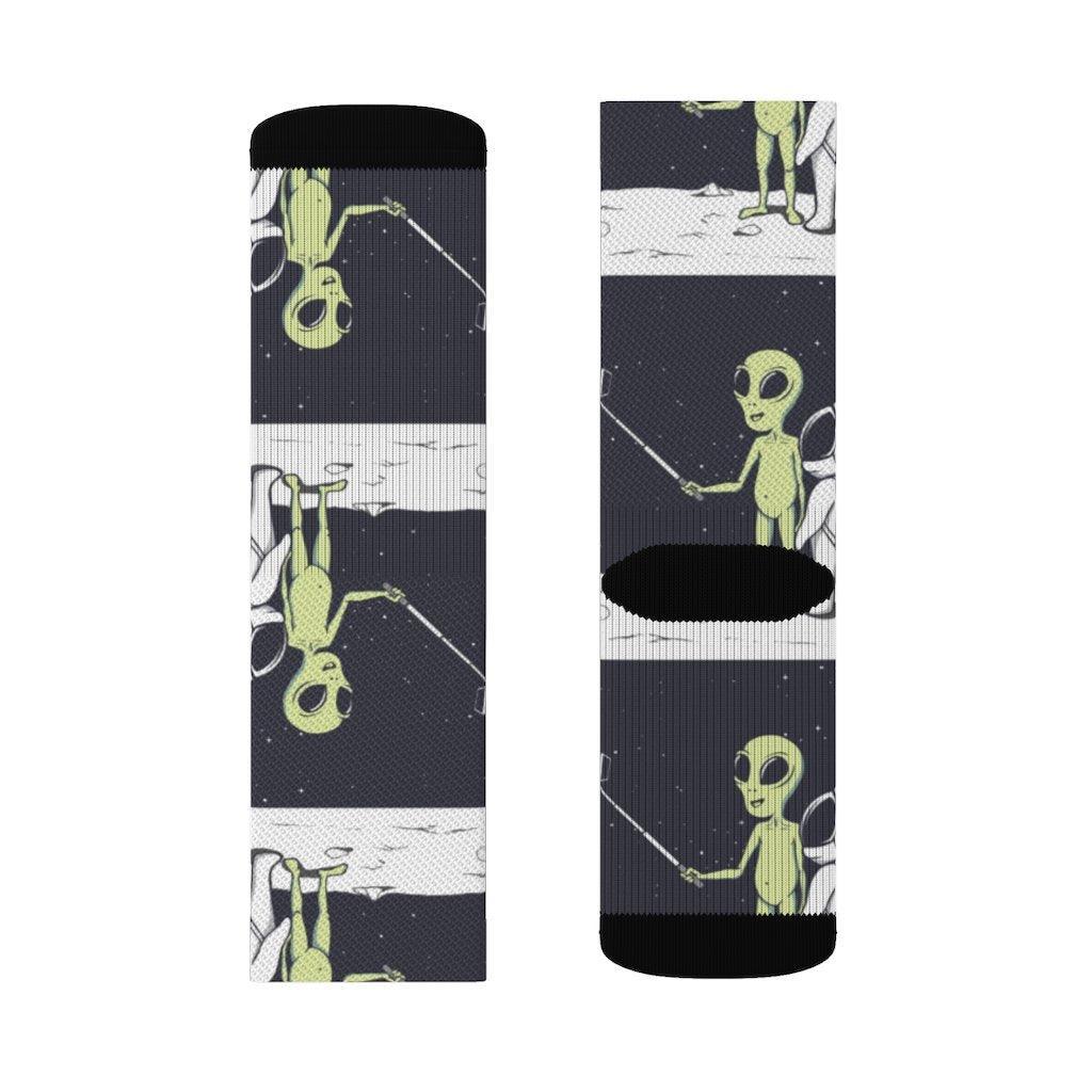 Funny Alien Selfie Socks - VirtuousWares:Global