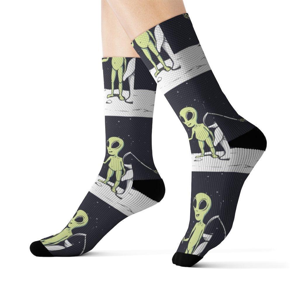Funny Alien Selfie Socks - VirtuousWares:Global