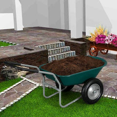 Garden Iron Wood Double Wheel Garden Cart - VirtuousWares:Global