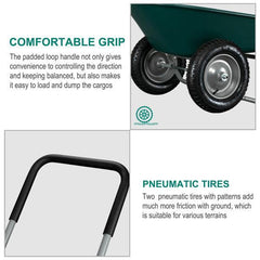 Garden Iron Wood Double Wheel Garden Cart - VirtuousWares:Global