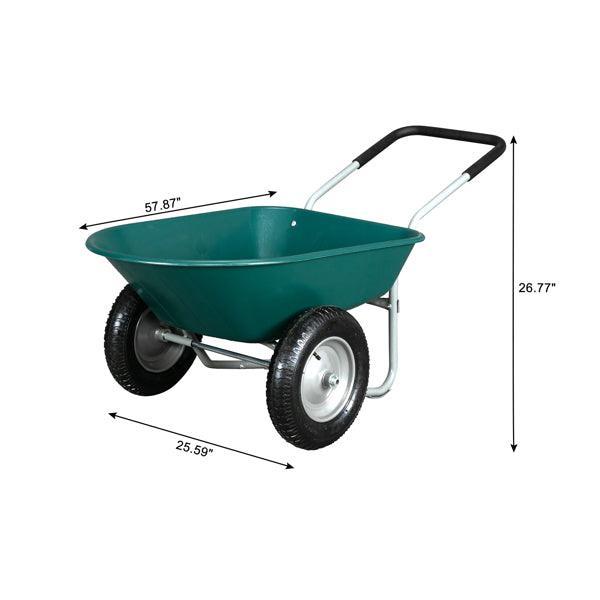Garden Iron Wood Double Wheel Garden Cart - VirtuousWares:Global