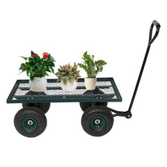 Garden Iron Wood Four Wheel Square Garden Wagon - VirtuousWares:Global