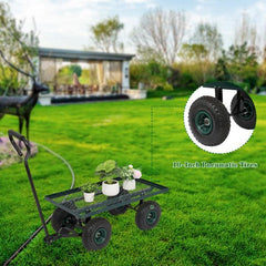 Garden Iron Wood Four Wheel Square Garden Wagon - VirtuousWares:Global