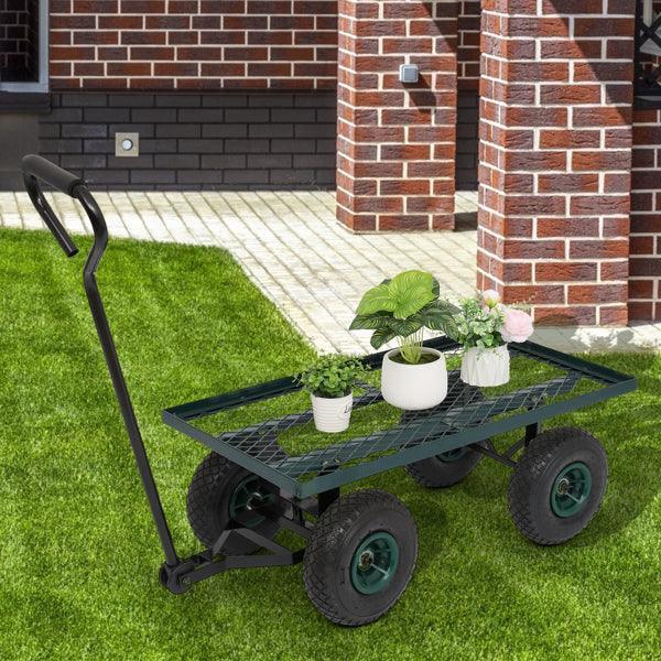 Garden Iron Wood Four Wheel Square Garden Wagon - VirtuousWares:Global