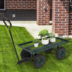 Garden Iron Wood Four Wheel Square Garden Wagon - VirtuousWares:Global