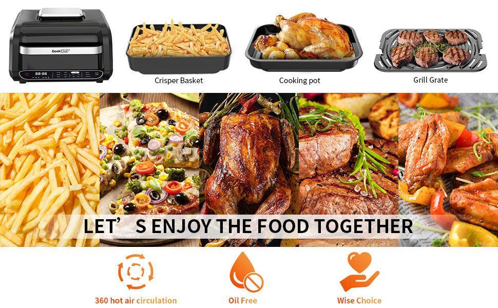 Geek Chef Airocook Smart Electric Grill Air Fryer Stainless Steel - VirtuousWares:Global