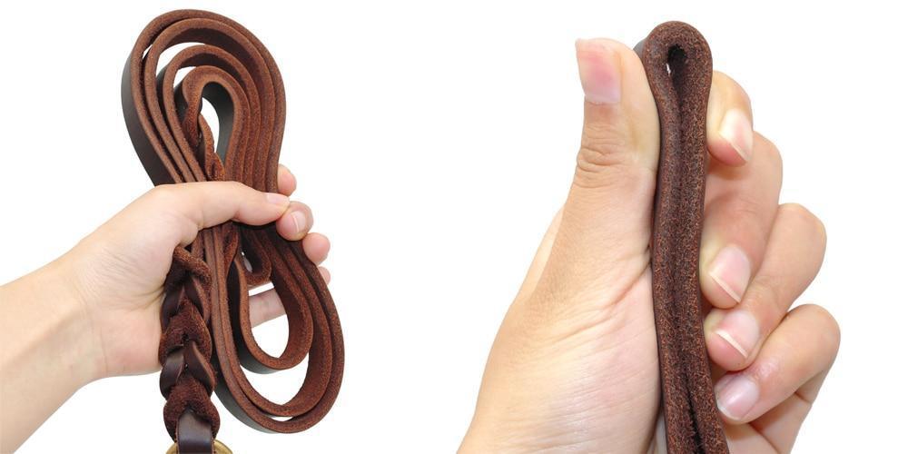 Genuine Leather Dog Leash Dogs Long Leashes Braided Pet Walking - VirtuousWares:Global