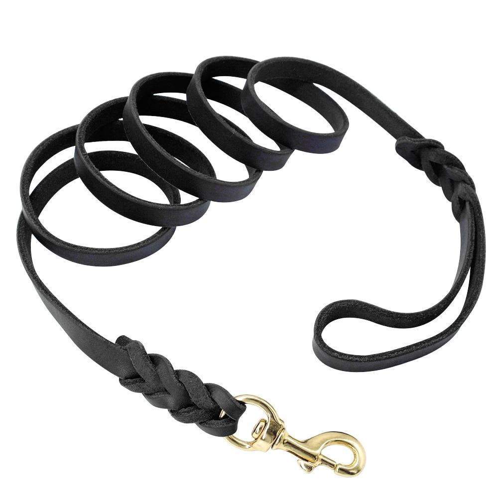 Genuine Leather Dog Leash Dogs Long Leashes Braided Pet Walking - VirtuousWares:Global