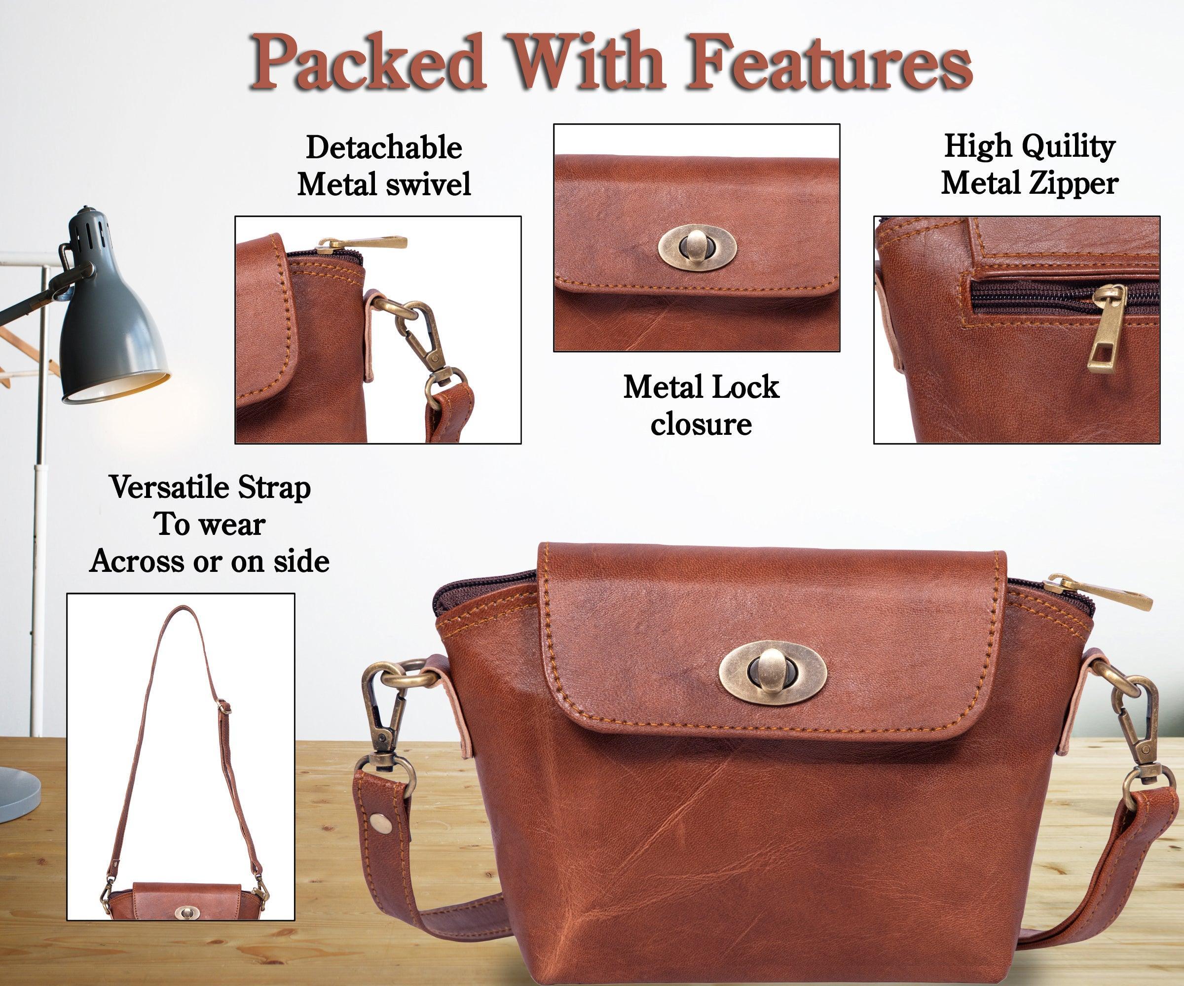 Genuine Leather Small Cross body Purse for Women, Small Saddle Handbag - VirtuousWares:Global