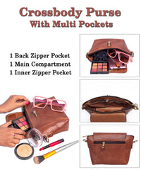 Genuine Leather Small Cross body Purse for Women, Small Saddle Handbag - VirtuousWares:Global