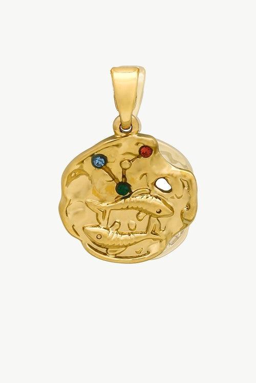 Gold Sculptural Zodiac Sign Pendant Necklace Set - VirtuousWares:Global