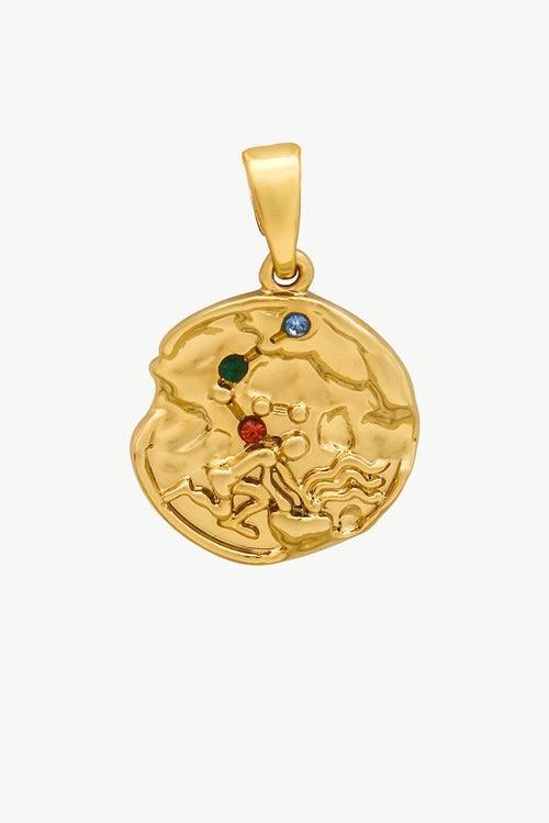 Gold Sculptural Zodiac Sign Pendant Necklace Set - VirtuousWares:Global