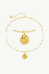 Gold Sculptural Zodiac Sign Pendant Necklace Set - VirtuousWares:Global