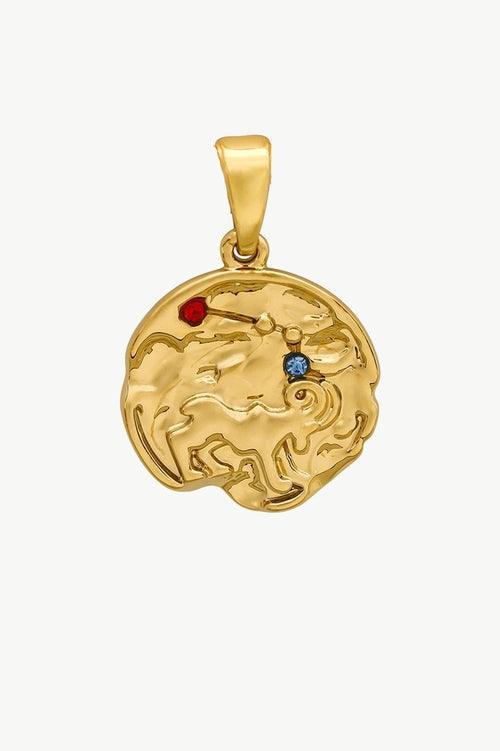 Gold Sculptural Zodiac Sign Pendant Necklace Set - VirtuousWares:Global