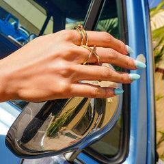 Gold Skinny Crisscross Band Ring - VirtuousWares:Global