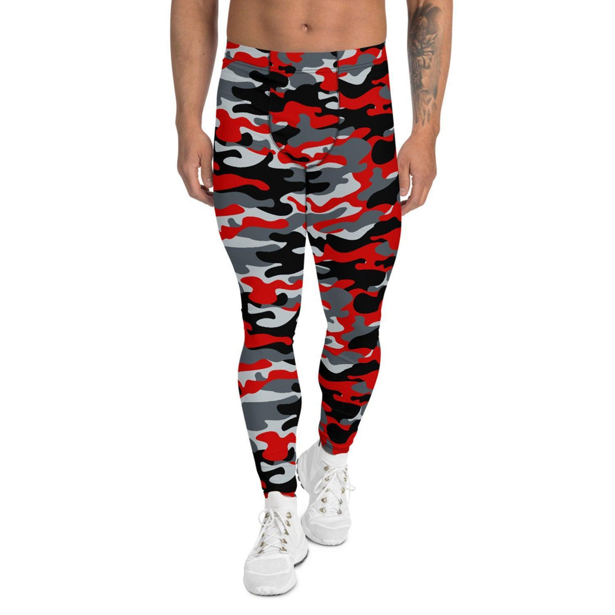 Gray and Red Camo Leggings for Men - VirtuousWares:Global