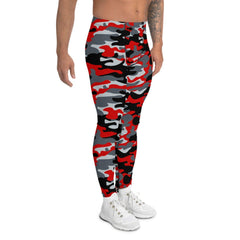 Gray and Red Camo Leggings for Men - VirtuousWares:Global