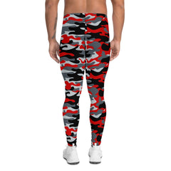 Gray and Red Camo Leggings for Men - VirtuousWares:Global