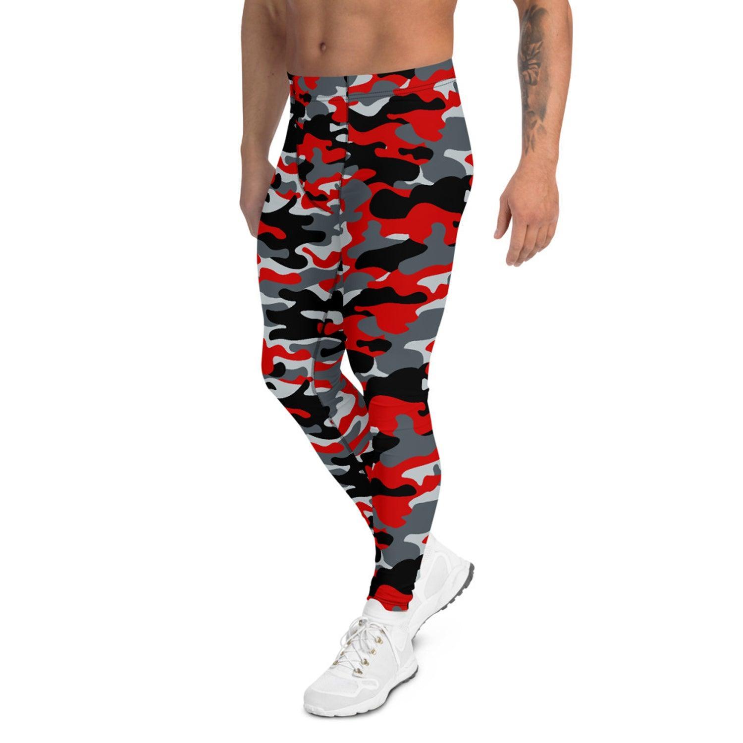 Gray and Red Camo Leggings for Men - VirtuousWares:Global