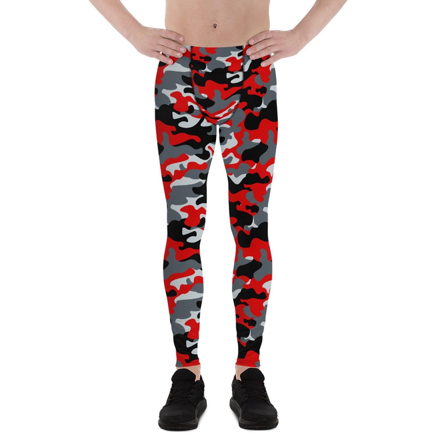 Gray and Red Camo Leggings for Men - VirtuousWares:Global